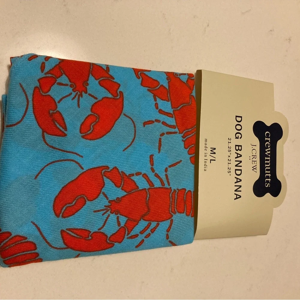 Dog Bandana Organic Bandana JCrew Crewmutts New Blue & Red Lobster Bandana